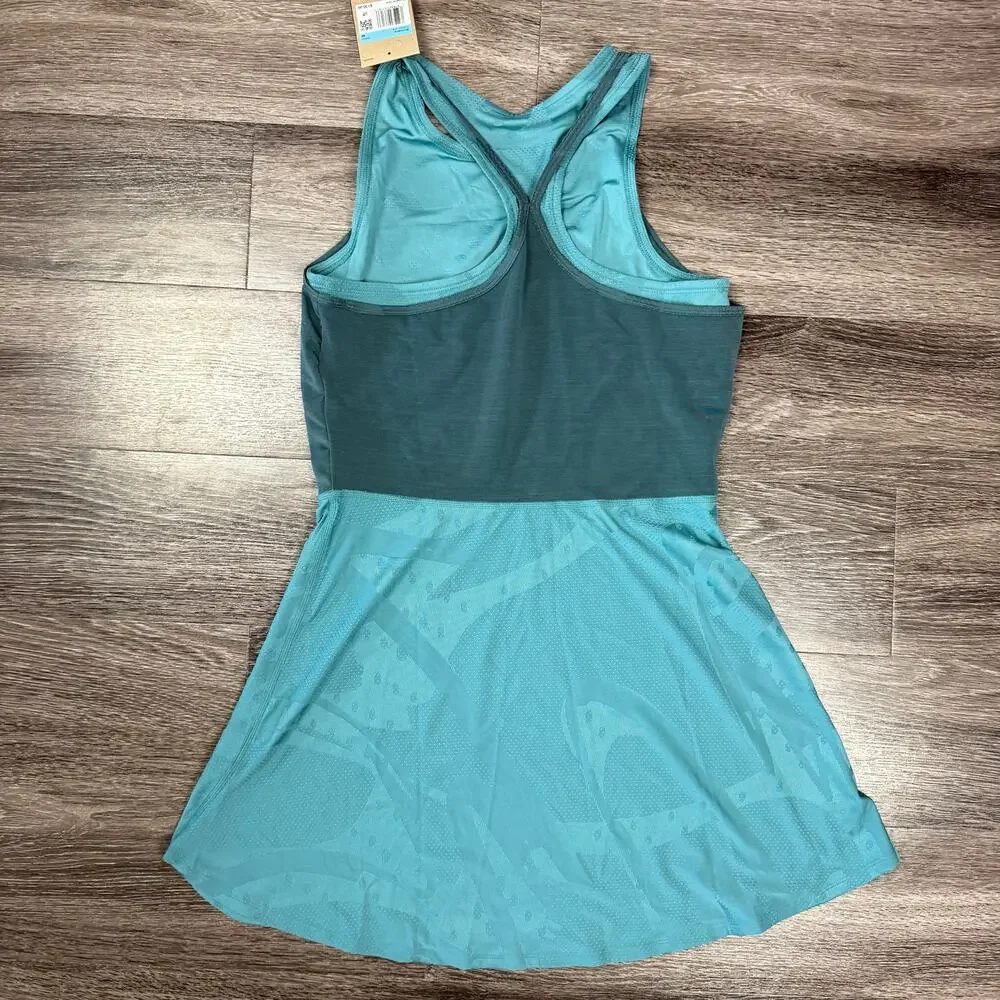 Nike Court Slam Dri-FIT Tight Fit Tennis Dress Women's Sz Medium Teal FZ6463-379